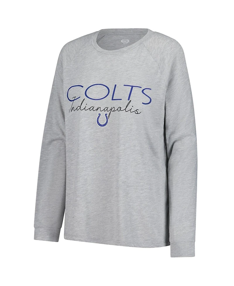 Concepts Sport Women's Royal/Gray Indianapolis Colts Petition Raglan Long Sleeve Top and Shorts Set