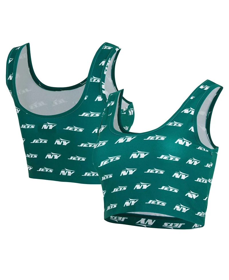 Concepts Sport Women's Green New York Jets Record Allover Print Bralette