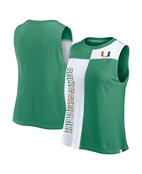 Fanatics Women's Green/White Miami Hurricanes Color block High Neck Tank Top
