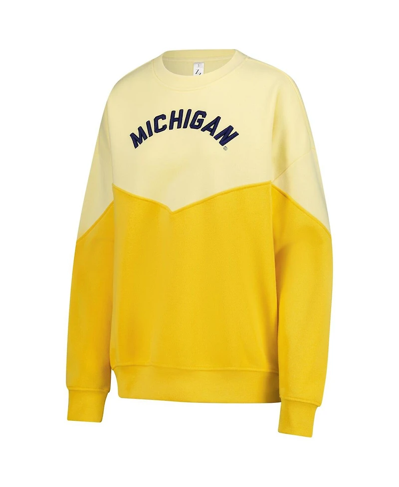 ZooZatz Women's Yellow Michigan Wolverines Bestie Oversized Pullover Sweatshirt