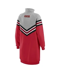 Wear by Erin Andrews Women's Scarlet/Heather Gray San Francisco 49ers Chevron Stripe Dress