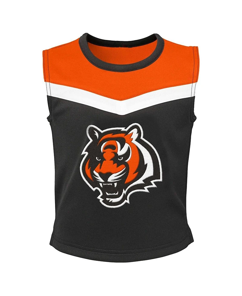 Outerstuff Big Girls 2-Piece Black Cincinnati Bengals Spirit Cheerleader Dress Set