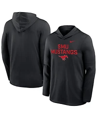 Nike Men's Black Smu Mustangs Sideline Dri-fit Lightweight Hooded Sweatshirt