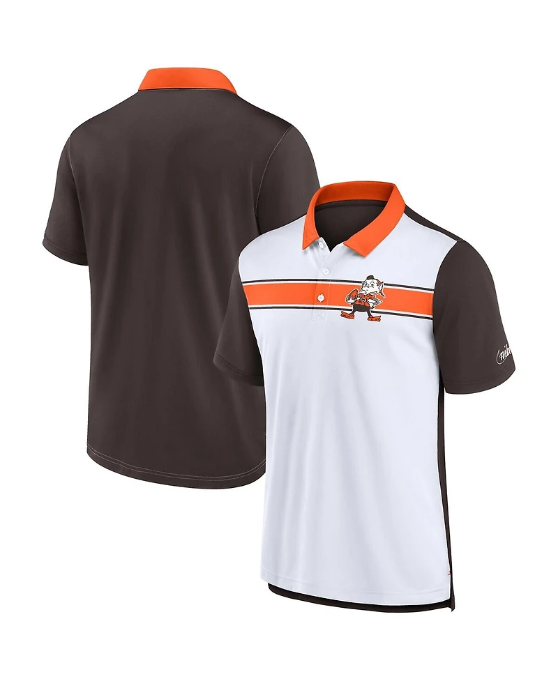 Nike Men's White/Brown Cleveland Browns Rewind Pique Polo Shirt