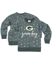 Wes & Willy Big Girls Green Bay Packers Shimmer Star Reverse Fleece Pullover Sweatshirt