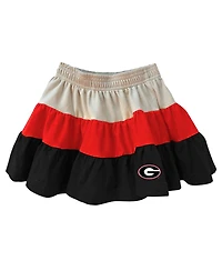 Wes & Willy Girls Toddler 2-Piece Tan Georgia Bulldogs Tri-Blend Sleeveless Full zip Hoodie and Tiered Skirt Set