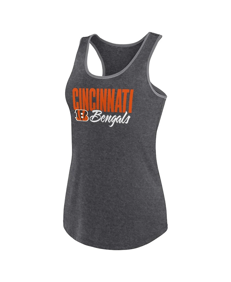 Fanatics Women's Heather Black Cincinnati Bengals Plus Fuel Tank Top