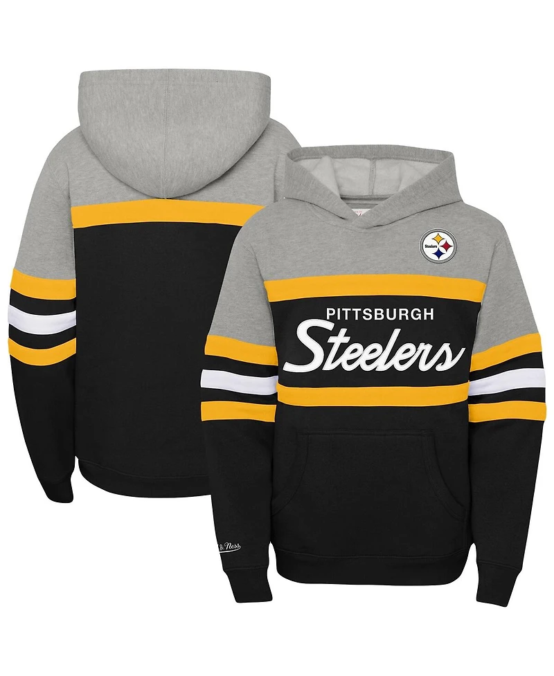 Mitchell & Ness Big Boys and Girls Black Pittsburgh Steelers Throwback Head Coach Pullover Hoodie