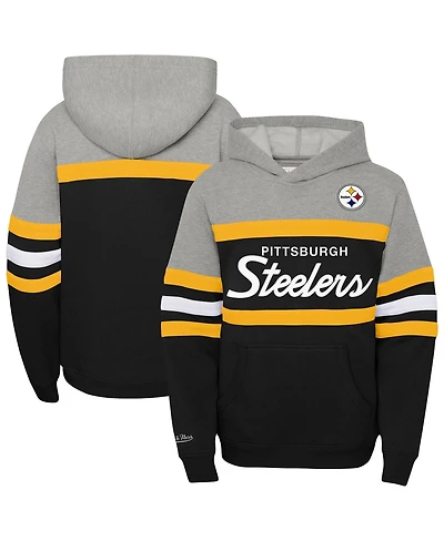 Mitchell & Ness Big Boys and Girls Black Pittsburgh Steelers Throwback Head Coach Pullover Hoodie