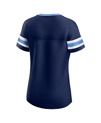 Fanatics Women's Navy Tennessee Titans True Catch Iconic Rhinestone Bling Athena Lace-Up T-Shirt