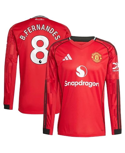 Adidas Men's Bruno Fernandes Red Manchester United Home 2025/26 Replica Player Long Sleeve Jersey