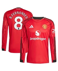 Adidas Men's Bruno Fernandes Red Manchester United Home 2025/26 Replica Player Long Sleeve Jersey