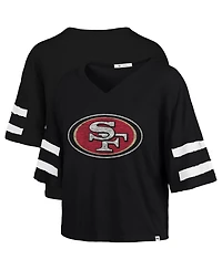 '47 Brand Women's Black San Francisco 49ers Premier Scout Cropped V-Neck T-Shirt