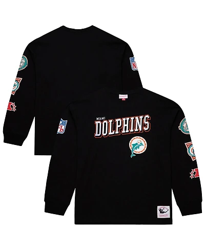 Mitchell & Ness Men's Black Miami Dolphins Training Camp Vintage Logos Long Sleeve T-Shirt
