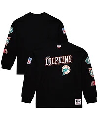 Mitchell & Ness Men's Black Miami Dolphins Training Camp Vintage Logos Long Sleeve T-Shirt