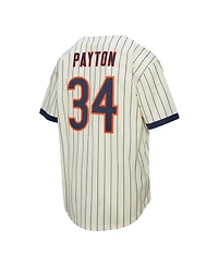 Mitchell & Ness Men's Walter Payton Cream Chicago Bears Name Number Mesh Button-Up Baseball Jersey