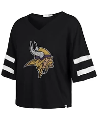 '47 Brand Women's Black Minnesota Vikings Premier Scout Cropped V-Neck T-Shirt