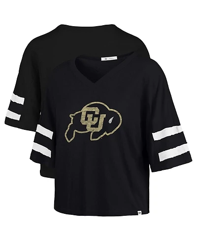 '47 Brand Women's Black Colorado Buffaloes Premier Scout Sleeve Stripe Relaxed Dolman T-Shirt