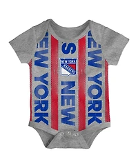 Outerstuff Newborn 3-Pack New York Rangers Loyal Buddies Bodysuit Set