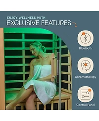 LifePro RejuvaCure Duet 2-Person Wooden Far Infrared Home Sauna with Chromotherapy, Bluetooth Speakers & Canadian Hemlock Construction