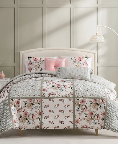 Bebejan Sage Serenity 100% Cotton Sateen 5 Piece Queen Size Reversible Comforter Set