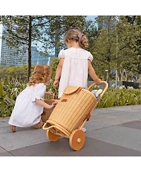 Momiji - Handcrafted Rattan Eric Shopping Trolley with detachable Tote Bag and Wooden Wheels - Wicker