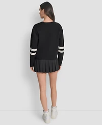 Dkny Women's Varsity Logo Crew Neck Sweater