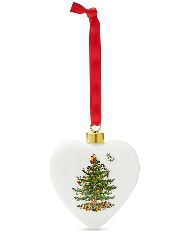 Spode Christmas Tree Puffed Heart Ornament