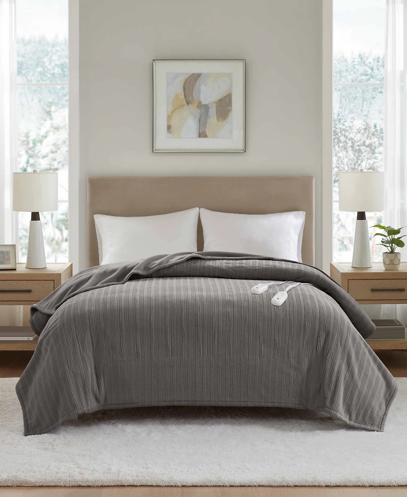 Premier Comfort Heated Textured Fleece Blanket, Queen