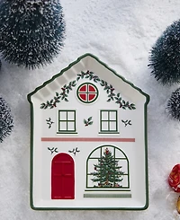Spode Christmas Tree Village Tidbit Tray, Green