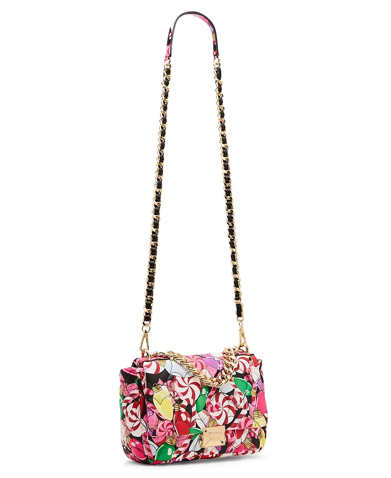 Betsey Johnson Holiday Blow Out Flap Small Crossbody Bag