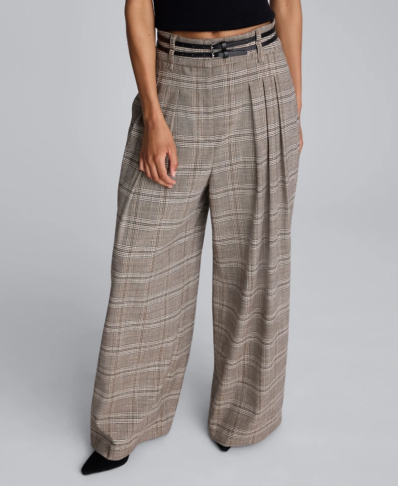Kenneth Cole Women's Plaid High-rise Pants