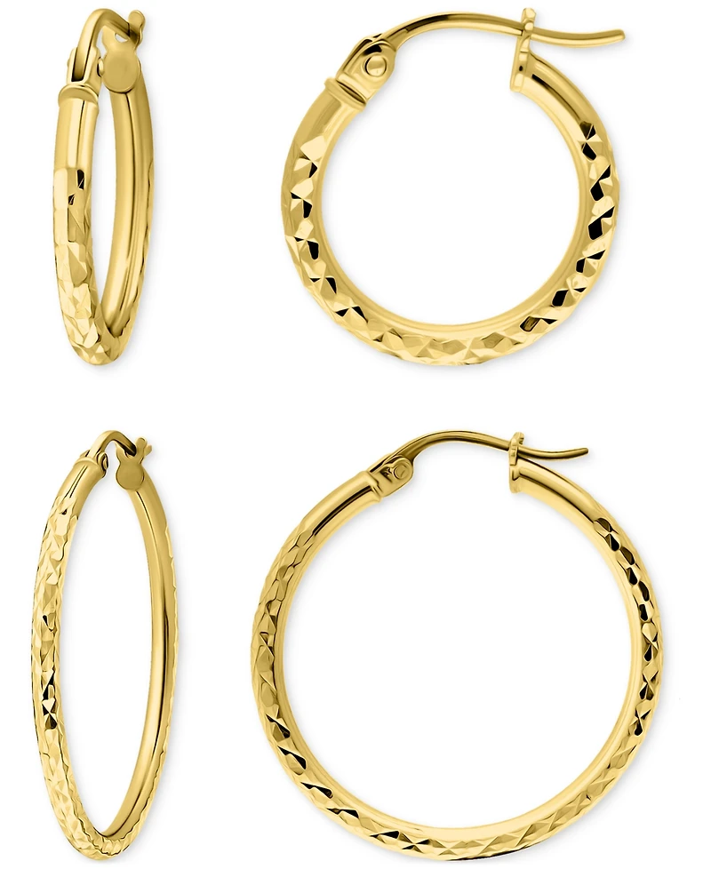 Giani Bernini 2-Pc. Set Textured Small Hoop Earrings in 18k Yellow Gold over Sterling Silver, Macy's Exclusive