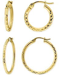 Giani Bernini 2-Pc. Set Textured Small Hoop Earrings in 18k Yellow Gold over Sterling Silver, Macy's Exclusive
