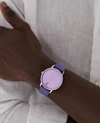 Movado Unisex Face Swiss Quartz Plum Leather Watch, 41mm
