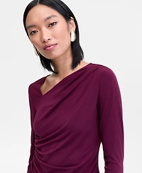 I.n.c. International Concepts Women's Asymmetrical-Neck Long-Sleeve Top, Macy's Exclusive