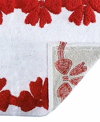 Holly Bells Holiday Bow Cotton Border Bath Rug, 20" x 32"