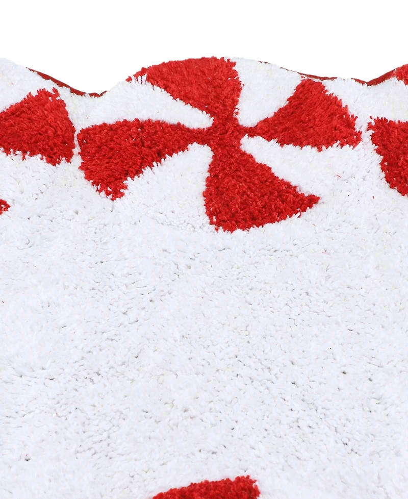 Holly Bells Peppermint Cotton Border Bath Rug, 20" x 32"