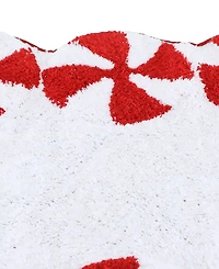 Holly Bells Peppermint Cotton Border Bath Rug, 20" x 32"