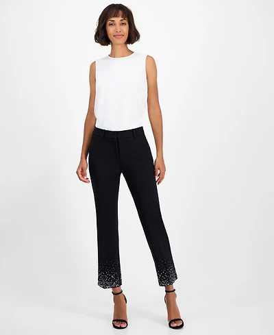 Anne Klein Women's Embellished Mid-Rise Capri Pants