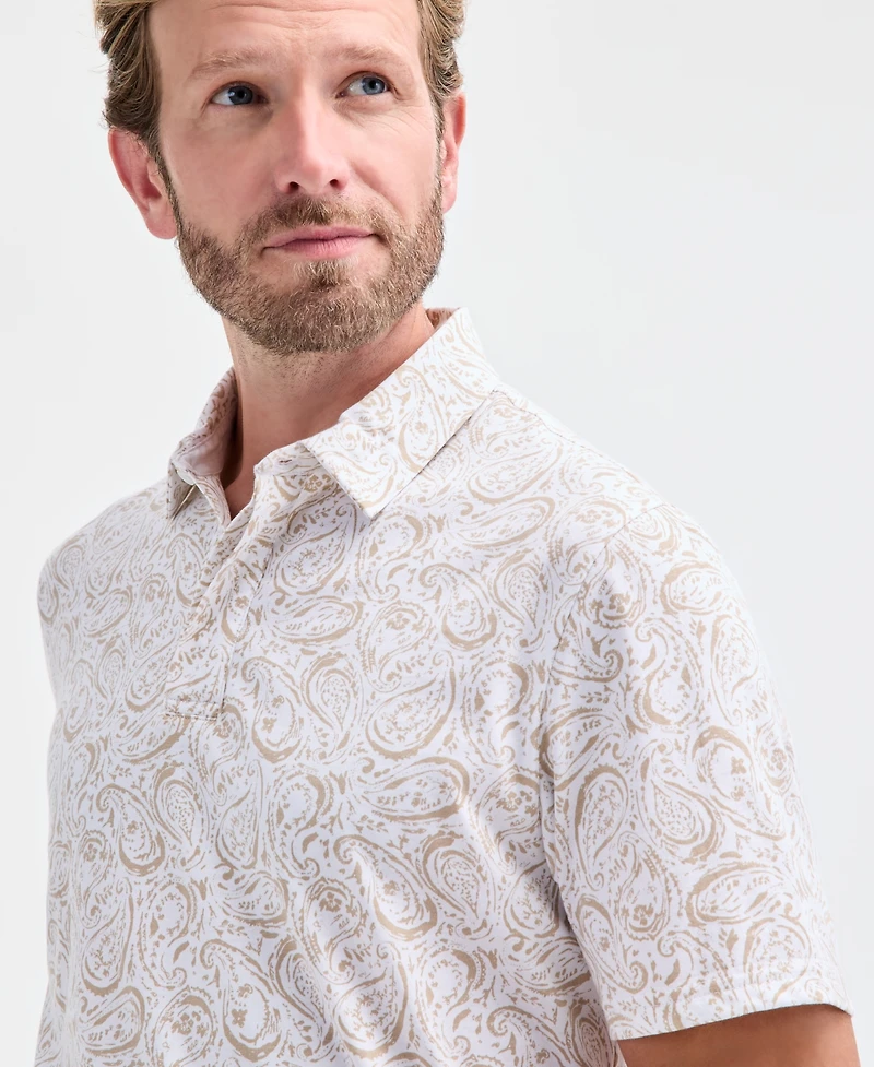Club Room Men's Short Sleeve Paisley Pima Cotton Polo Shirt, Macy's Exclusive