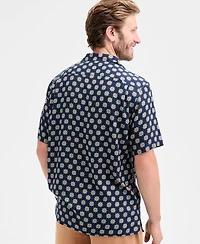 Club Room Men's Medallion-Print Camp Collar Short-Sleeve Shirt, Macy's Exclusive