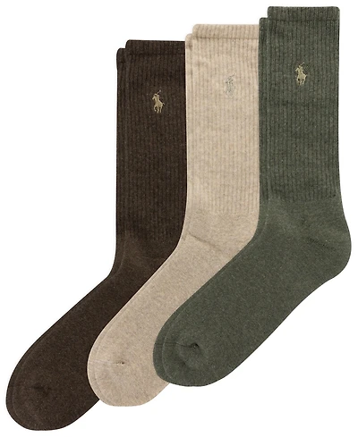 Polo Ralph Lauren 3 Pack Ribbed Cushion Foot Crew Men's Socks