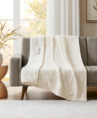 Premier Comfort Heated Waffle to Sherpa Throw, 50" x 60"