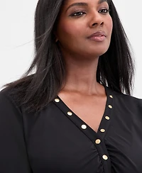 I.n.c. International Concepts Plus V-Neck Long-Sleeve Blouse, Macy's Exclusive