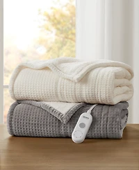 Premier Comfort Heated Waffle to Sherpa Throw, 50" x 60"