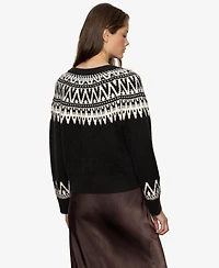 Sanctuary Women's Fairisle Crew Neck Cardigan Sweater