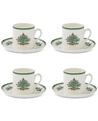 Spode Christmas Tree Espresso Cup & Saucers, Set of 4