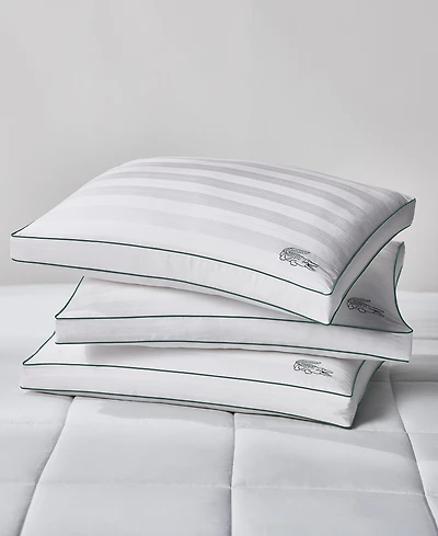 Lacoste Home Tennis Stripe Cotton Gusseted Medium-Density Pillow
