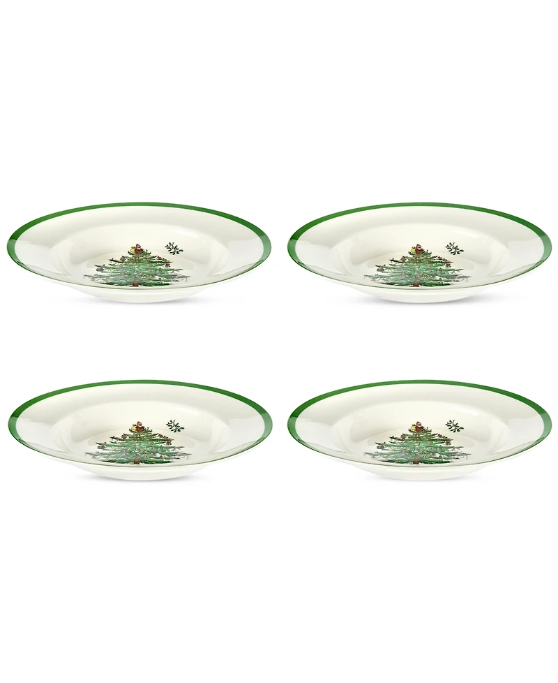 Spode Christmas Tree Soup Plates, Set of 4